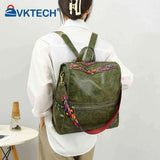 Retro PU Leather College Shoulder School Backpack Large Capacity