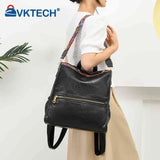 Retro PU Leather College Shoulder School Backpack Large Capacity