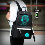 Luminous Animation School Bags USB Charge Anti-theft Laptop Backpack