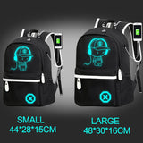 Luminous Animation School Bags USB Charge Anti-theft Laptop Backpack