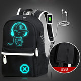 Luminous Animation School Bags USB Charge Anti-theft Laptop Backpack