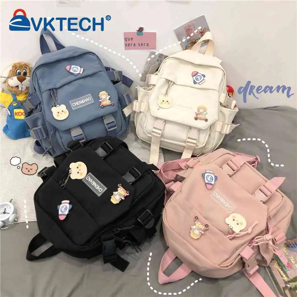 Nylon Women Backpack Student School Bag Unisex