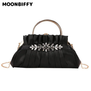 Women's Evening Handbag Small Shoulder Bag Metal Chain Messenger Bag