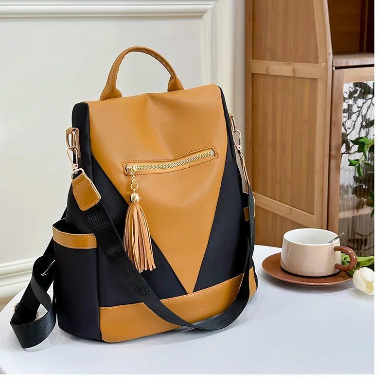 Nylon Backpack Women Big Travel Bag School Bags Patchwork Bag
