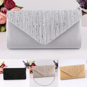 Diamonte Clutch Envelope Shoulder Bag Handbag Wedding Bridal Prom Handbags