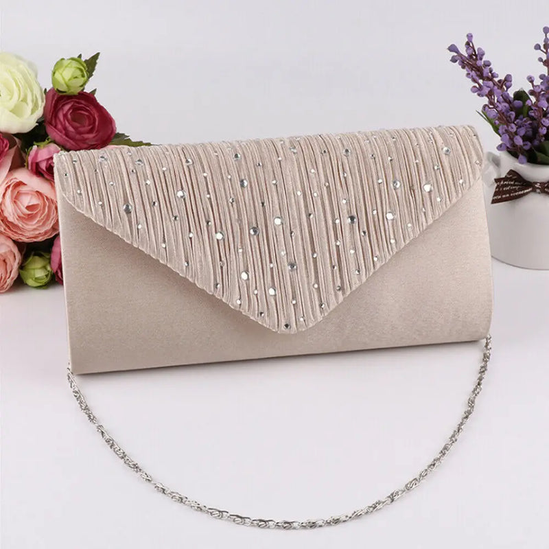Diamonte Clutch Envelope Shoulder Bag Handbag Wedding Bridal Prom Handbags