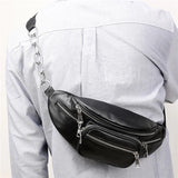 Stone Pattern PU Leather Chain Waist Bag Fanny Pack Satchel