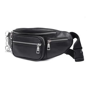 Stone Pattern PU Leather Chain Waist Bag Fanny Pack Satchel