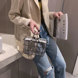 Metalic Bucket Bag For Women Clear Tote Bag Ladies Shoulder Bag