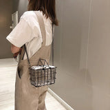 Metalic Bucket Bag For Women Clear Tote Bag Ladies Shoulder Bag