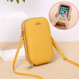 Women's Leather Shoulder Bag with Touch Screen Cell Phone Purse