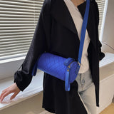 Diamond Lattice Leather Cylinder Pillow Bag Women Shoulder Crossbody Handbag