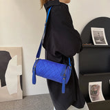 Diamond Lattice Leather Cylinder Pillow Bag Women Shoulder Crossbody Handbag