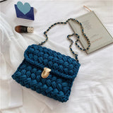 Hand Woven Bag Strip Thread Hook Knitted Women's Shoulder Bag