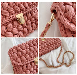 Hand Woven Bag Strip Thread Hook Knitted Women's Shoulder Bag