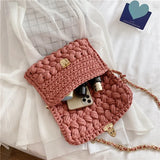 Hand Woven Bag Strip Thread Hook Knitted Women's Shoulder Bag