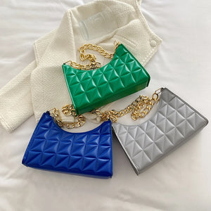 Women's PU Leather Chain Crossbody Bag Casual Messenger Handbag