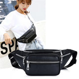 Stone Pattern PU Leather Waist Bag with Chain
