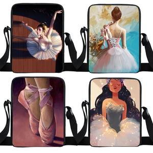 Ballet Print Cross Bag Women Handbag Female Tote Canvas Bookbags