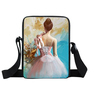 Ballet Print Cross Bag Women Handbag Female Tote Canvas Bookbags