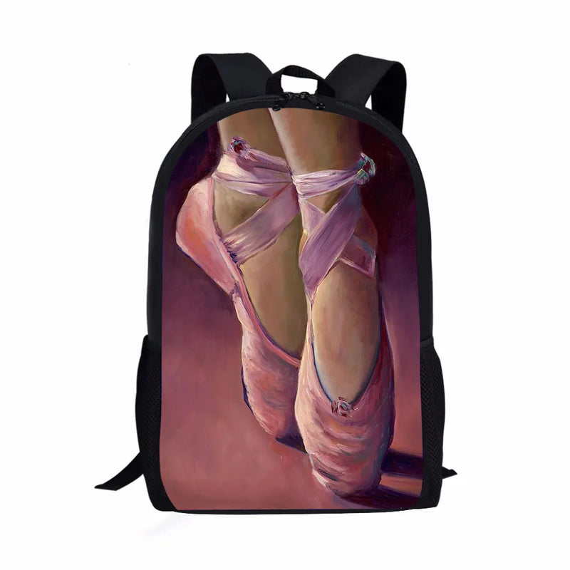 Ballet Shoes Ballet Dancer Painting School Bag for Girls Back Pack Kids Backpack