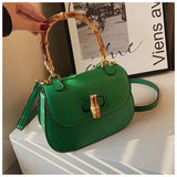 Bamboo Handle Women Handbags Shoulder Bags Pu Leather Crossbody Bag