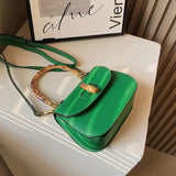 Bamboo Handle Women Handbags Shoulder Bags Pu Leather Crossbody Bag Vintage