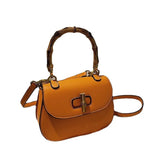 Bamboo Handle Women Handbags Shoulder Bags Pu Leather Crossbody Bag Vintage