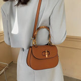 Bamboo Handle Women Handbags Shoulder Bags Pu Leather Crossbody Bag Vintage