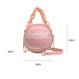 Women's Basketball Shoulder Bag with Acrylic Chain Strap