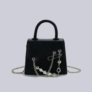 Y2k Vintage Beaded Square Shoulder Bag Chain Mini Crossbody Purse