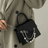 Y2k Vintage Beaded Square Shoulder Bag Chain Mini Crossbody Purse