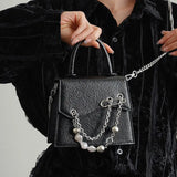 Y2k Vintage Beaded Square Shoulder Bag Chain Mini Crossbody Purse