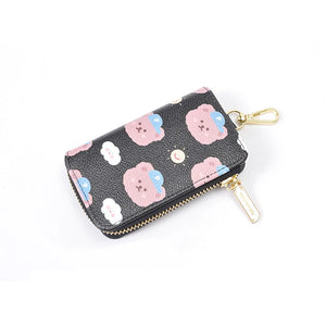 Bear Print Women Key Holder Small Wallet Zipper Car Keys PU Leather