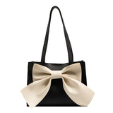 Bow Shoulder Bag Women's Top Handle PU Leather Casual Handbag