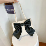 Bow Shoulder Bag Women's Top Handle PU Leather Casual Handbag