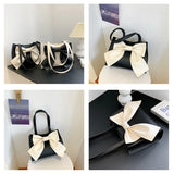 Bow Shoulder Bag Women's Top Handle PU Leather Casual Handbag