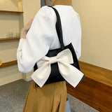 Bow Shoulder Bag Women's Top Handle PU Leather Casual Handbag