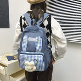 Big Student Backpack Face Rabbit Rucksack Girls School Bag