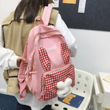 Big Student Backpack Face Rabbit Rucksack Girls School Bag