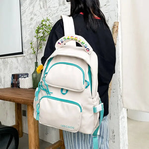Big Student Backpack Badge Rucksack Girls School Bag High Capacity Women Backpac