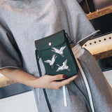 Bird Embroidery Mini Crossbody Bag for Women Girls