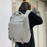 Grey Laptop Backpack Waterproof Oxford Travel Bag