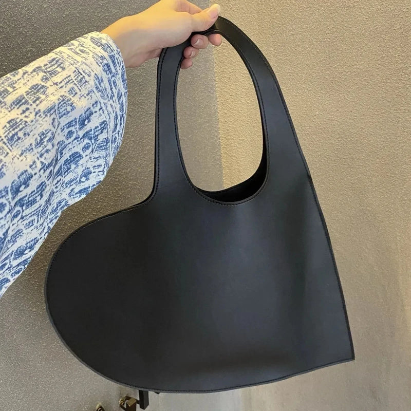 Heart Handbag Women PU Leather Top-handle Bag Shopping Tote Shoulder Bag
