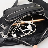 Women PU Leather Chest Fanny Pack Punk Crossbody Bag Chains Waist Pack