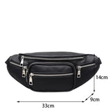 Women PU Leather Chest Fanny Pack Punk Crossbody Bag Chains Waist Pack