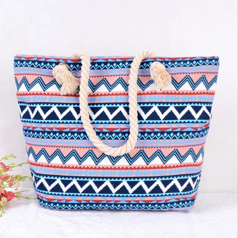 Bohemian Large Capacity Shoulder Bag Beach Holiday Cotton Handbag