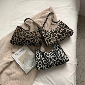 Leopard Print Underarm Bag Casual Shoulder Handbag