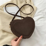 Vintage Scrub PU Shoulder Bag Love Heart Shape Crossbody Bags