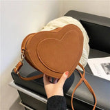 Vintage Scrub PU Shoulder Bag Love Heart Shape Crossbody Bags